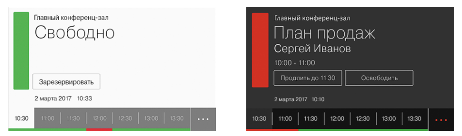Пользовательский интерфейс сенсорной панели - комната свободна / зарезервирована